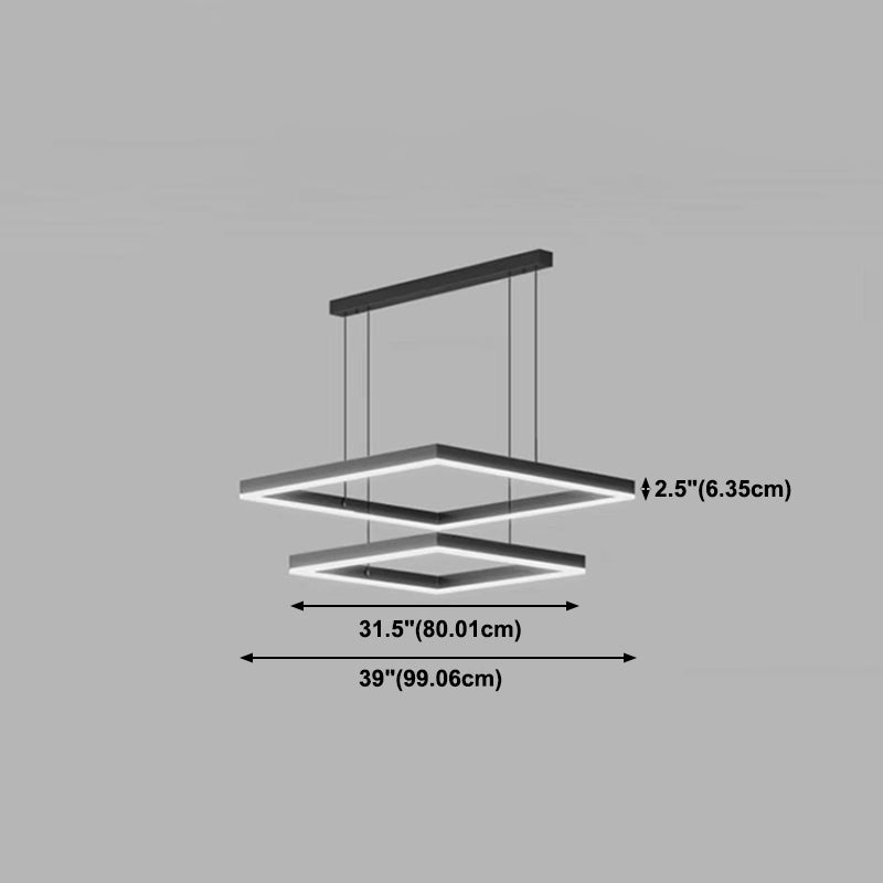Finition noire carré lustre moderne LED Aluminium suspendu en aluminium suspendu