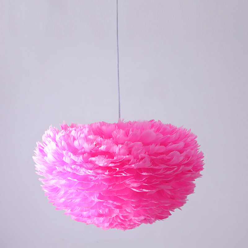 Minimalist Round Pendant Lighting Fixture Feather Bedroom Ceiling Pendant Light