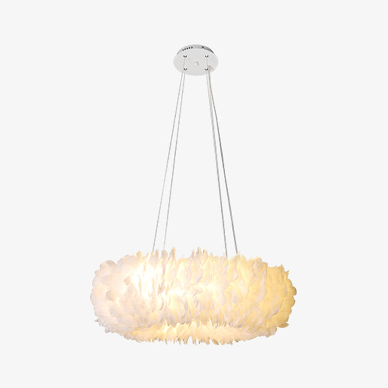 Minimalist Round Pendant Lighting Fixture Feather Bedroom Ceiling Pendant Light