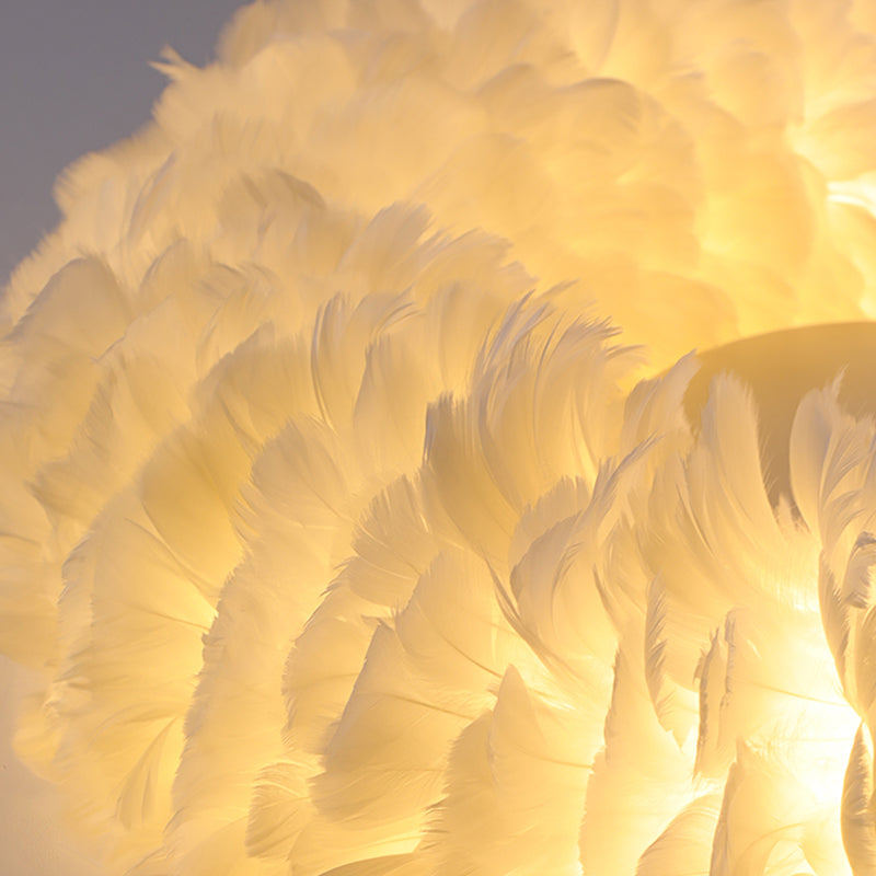 Minimalist Round Pendant Lighting Fixture Feather Bedroom Ceiling Pendant Light