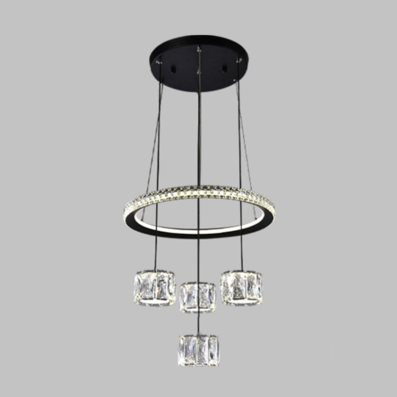Nordic Crystal Chandelier Geometric 5 Lights Chandelier Pendant for Living Room