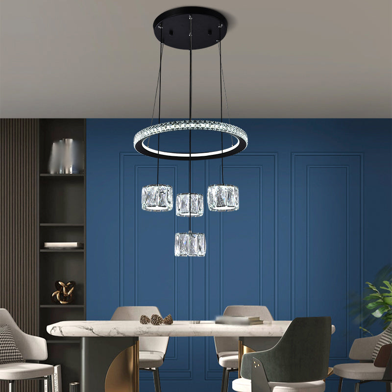 Nordic Crystal Chandelier Geometric 5 Lights Chandelier Pendant for Living Room