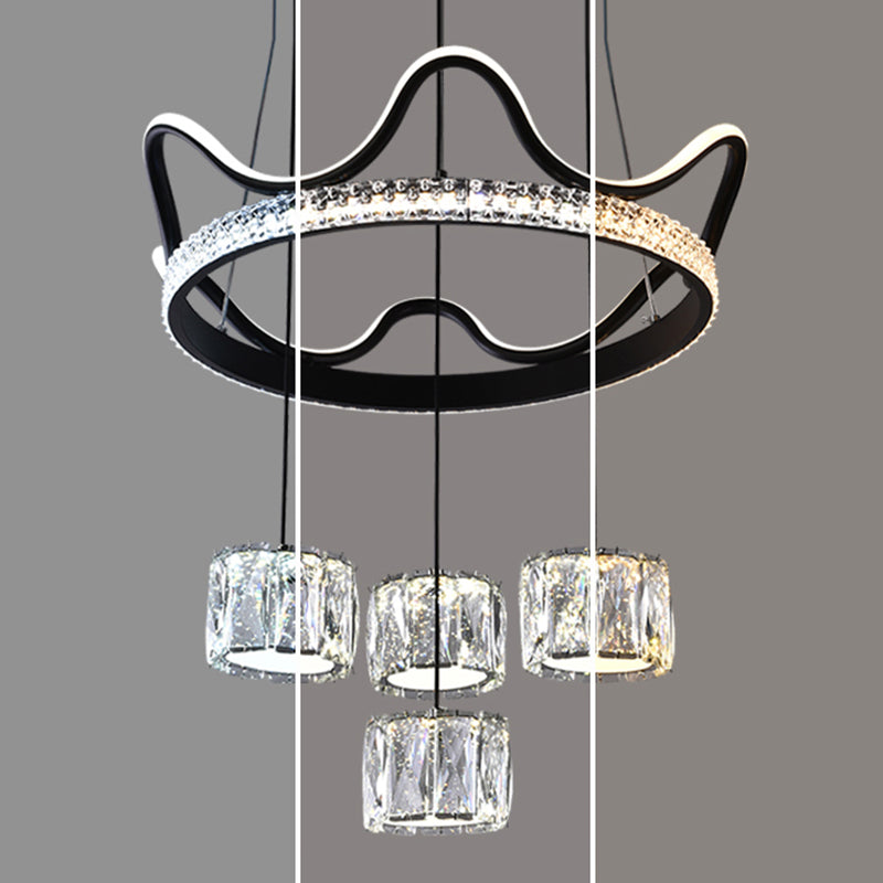 Nordic Crystal Chandelier Geometric 5 Lights Chandelier Pendant for Living Room