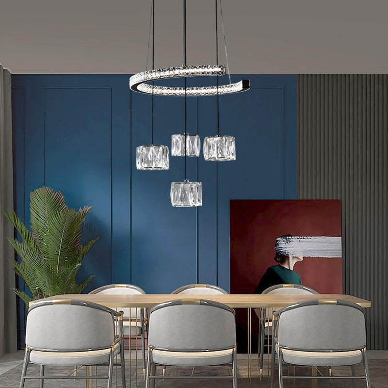 Nordic Crystal Chandelier Geometric 5 Lights Chandelier Pendant for Living Room