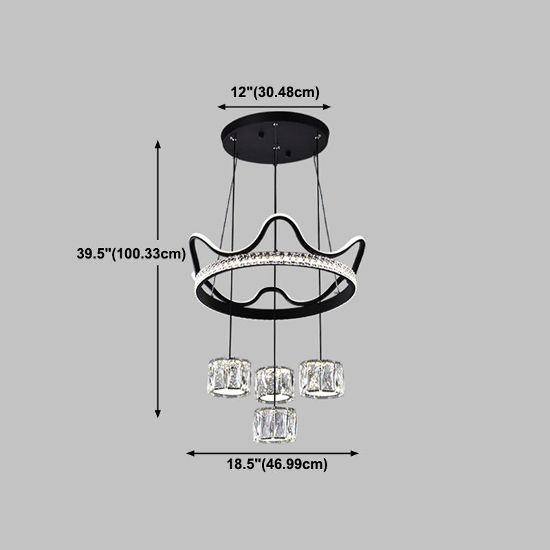 Nordic Crystal Chandelier Geometric 5 Lights Chandelier Pendant for Living Room