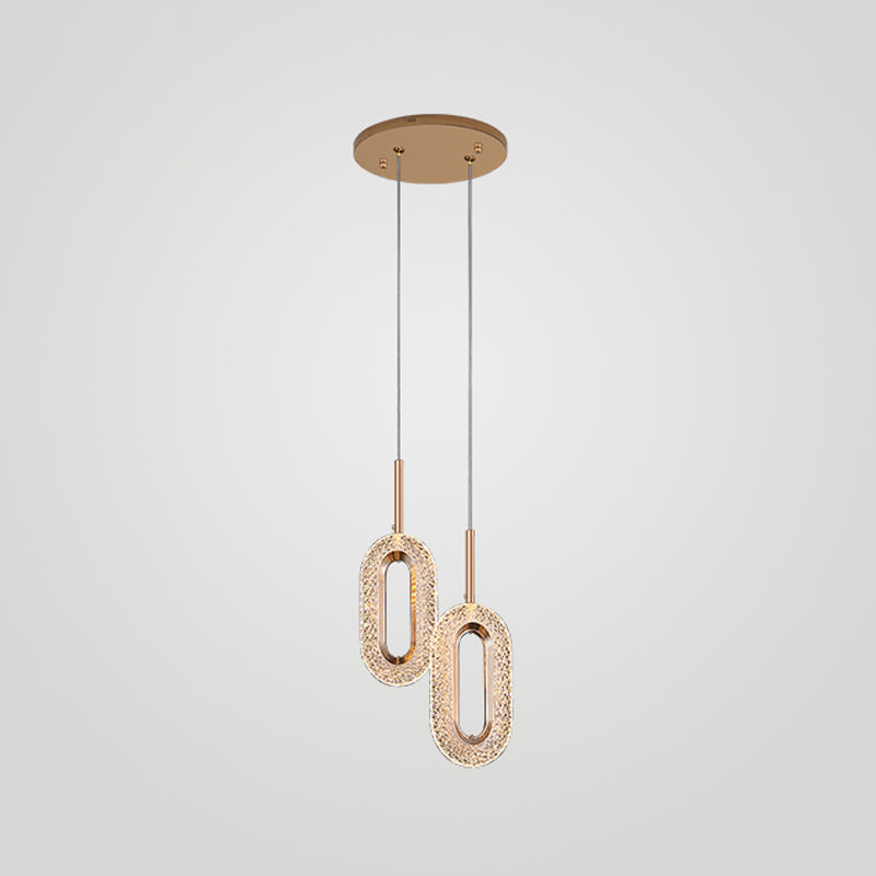 Contemporary Style Oval Shape Pendant Lights Metal Hanging Lamps in Gold