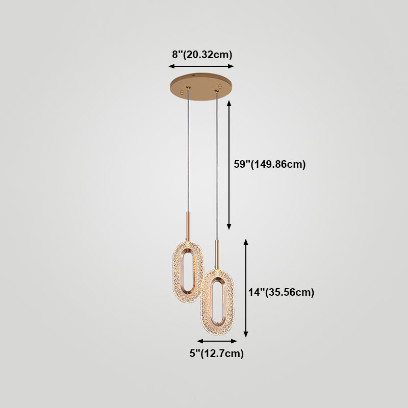 Contemporary Style Oval Shape Pendant Lights Metal Hanging Lamps in Gold