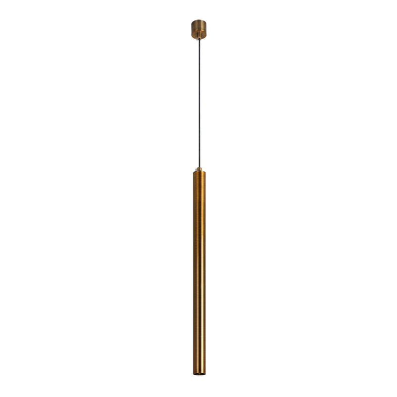 Forme du cylindre de style contemporain Pendante Métal de lumière 1 lampe de suspension légère en bronze