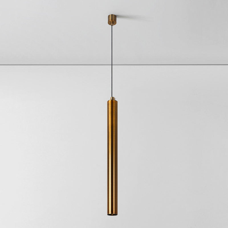 Forme du cylindre de style contemporain Pendante Métal de lumière 1 lampe de suspension légère en bronze
