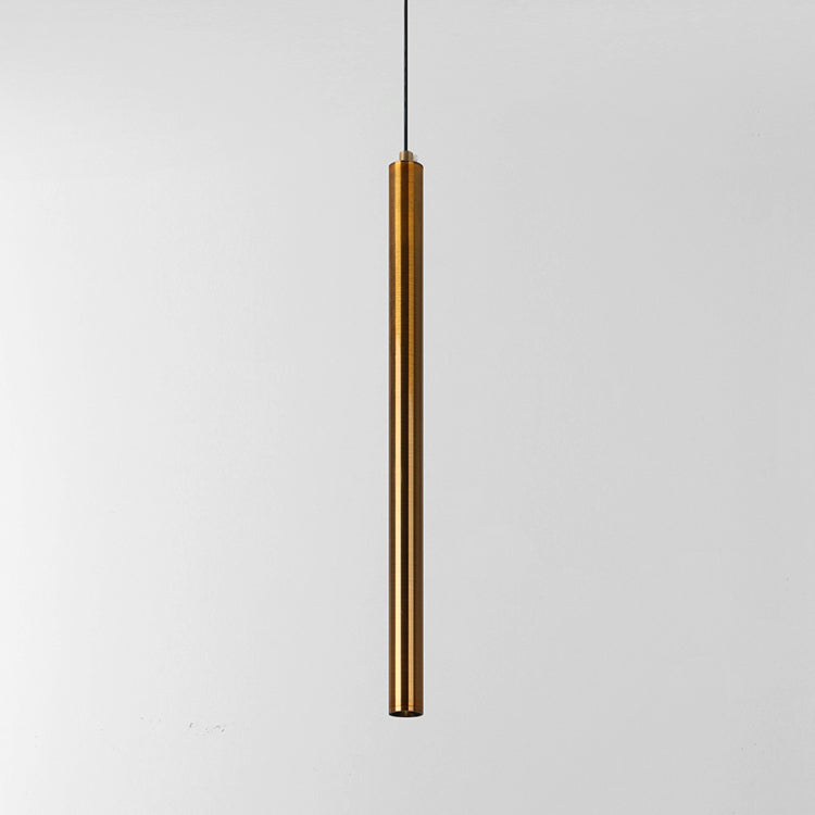 Forme du cylindre de style contemporain Pendante Métal de lumière 1 lampe de suspension légère en bronze