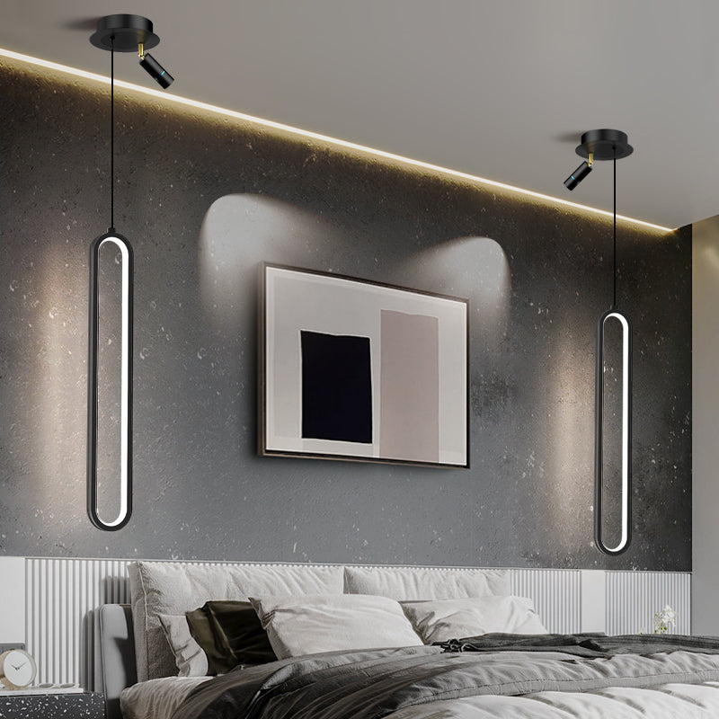 Eigentijdse stijl lineaire vorm hanglampen metaal 2 lichthangende lampen