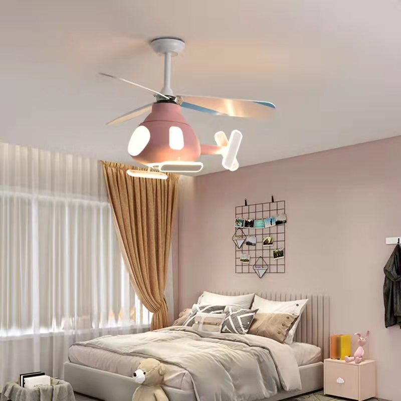 Multi Light Ceiling Fan Lighting Modern Style Metal Ceiling Fan Lamp for Bedroom