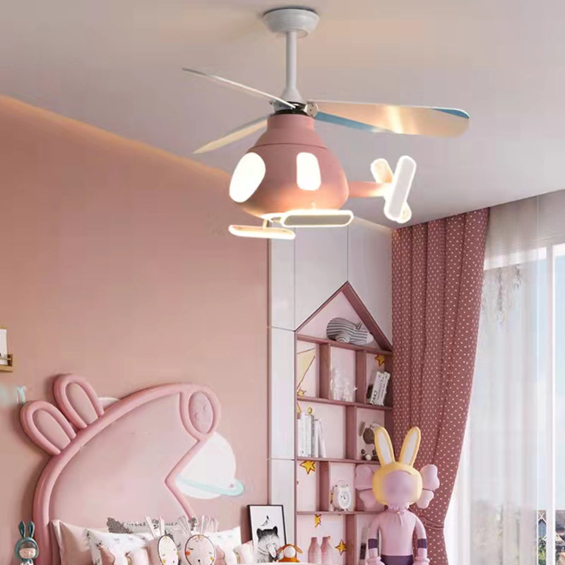 Multi Light Ceiling Fan Lighting Modern Style Metal Ceiling Fan Lamp for Bedroom