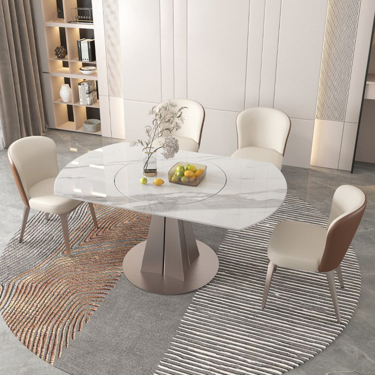 1/2/5/7 Pieces Round Glam Stone Furniture Standard Height Dining Table Set