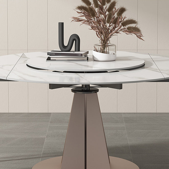 1/2/5/7 Pieces Round Glam Stone Furniture Standard Height Dining Table Set