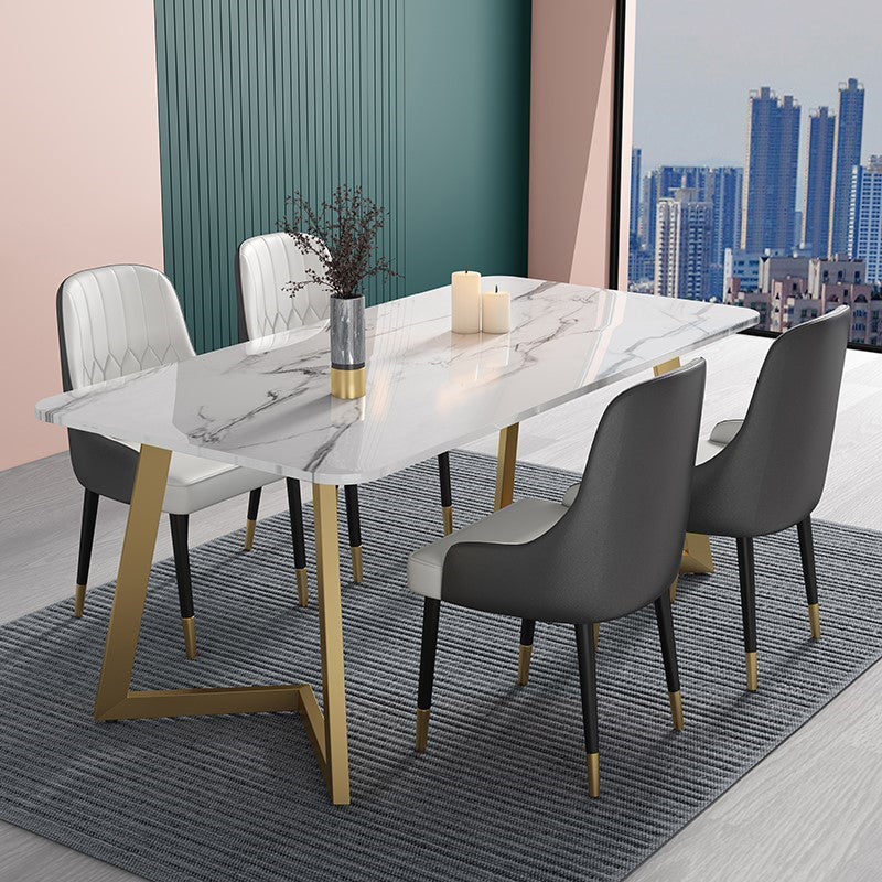 Glam 1/4/5 Pieces Dining Set Rectangle Stone Dining Table for Dining Room