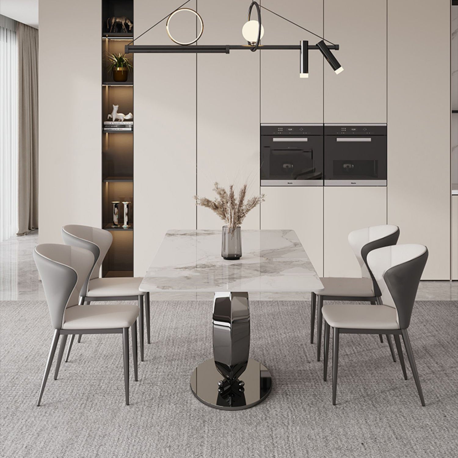 1/4/5/7 Pieces Dining Chairs Set White Rectangular Dining Room Table for Home