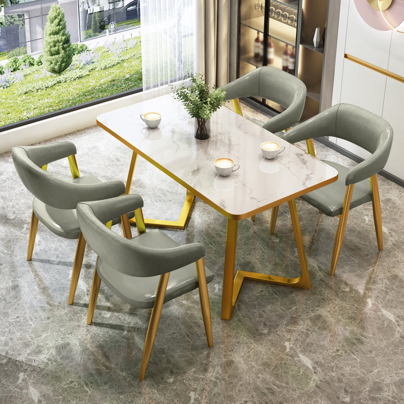 Glam 1/2/5 Pieces Dining Set Stone Geometry Wood Dining Table for Dining Room