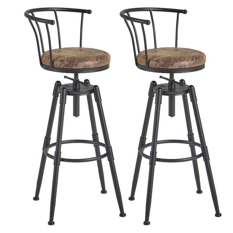 Industrial Upholstered Swivel Adjustable Height Stool 35.43'' Home Bar Stool