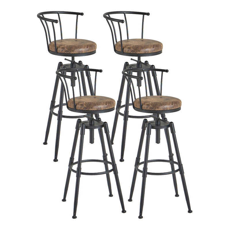Industrial Upholstered Swivel Adjustable Height Stool 35.43'' Home Bar Stool