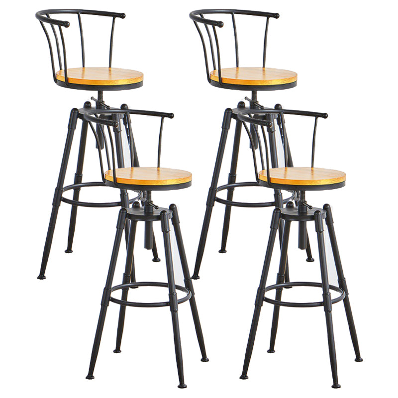 Industrial Upholstered Swivel Adjustable Height Stool 35.43'' Home Bar Stool
