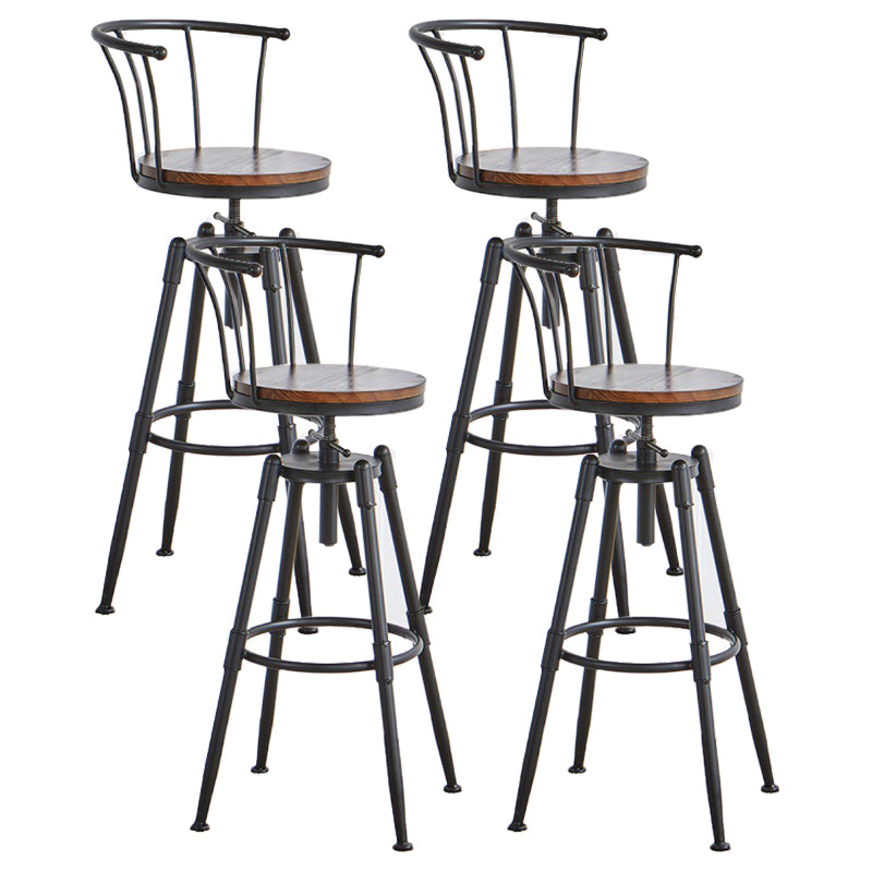 Industrial Upholstered Swivel Adjustable Height Stool 35.43'' Home Bar Stool