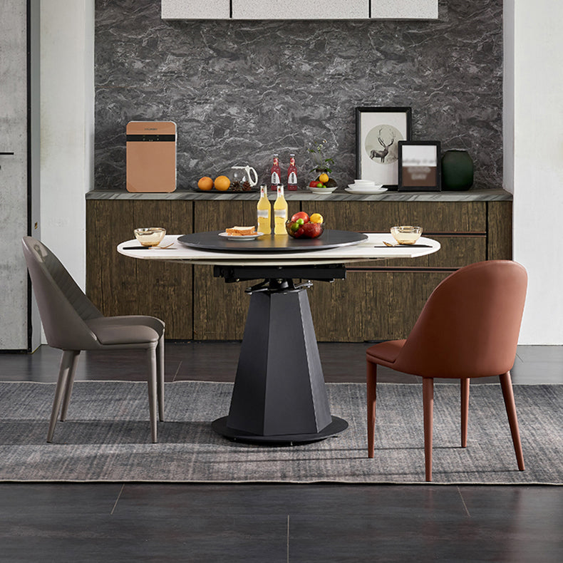 Modern 1/3/4/5/7 Pieces White Dining Table Set with Sintered Stone Top Round Dinette Set