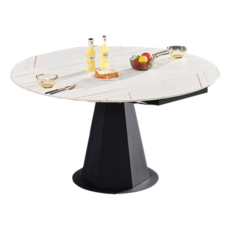 Modern 1/3/4/5/7 Pieces White Dining Table Set with Sintered Stone Top Round Dinette Set