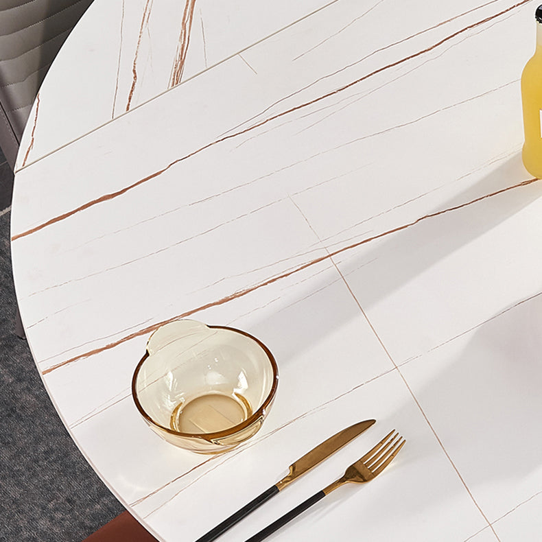 Modern 1/3/4/5/7 Pieces White Dining Table Set with Sintered Stone Top Round Dinette Set