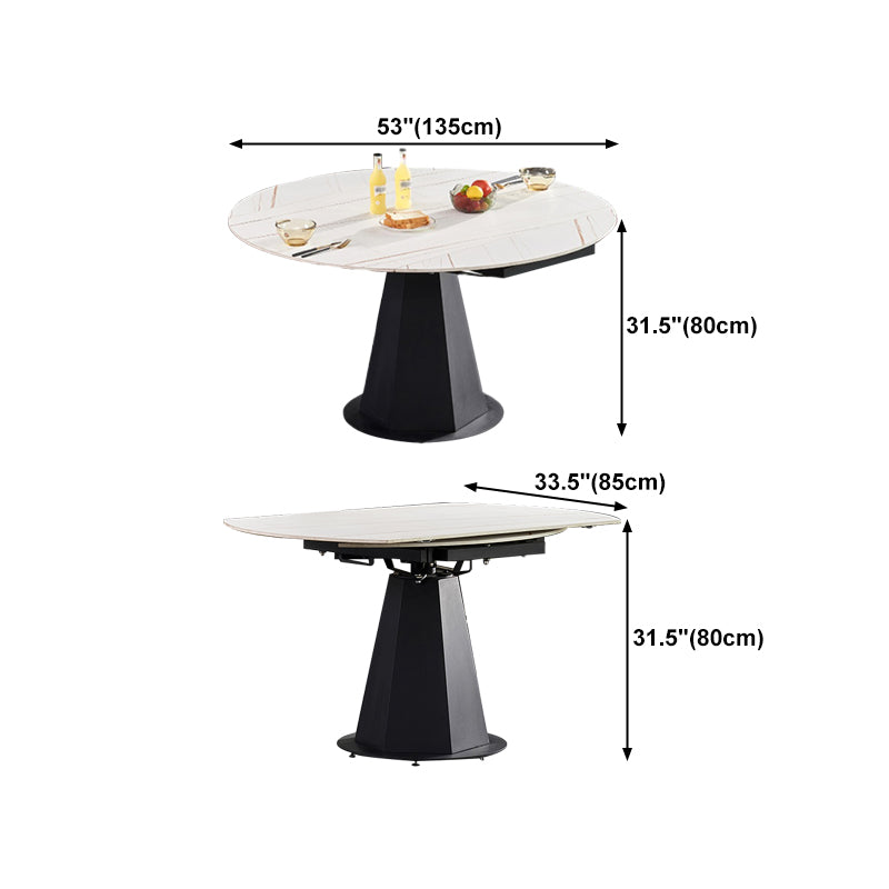 Modern 1/3/4/5/7 Pieces White Dining Table Set with Sintered Stone Top Round Dinette Set