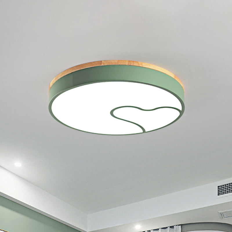 Led Nordic Flush Light met Metal Round Shade Groen/Grijs/Wit Plafond Flush Lamp in Warm/Wit