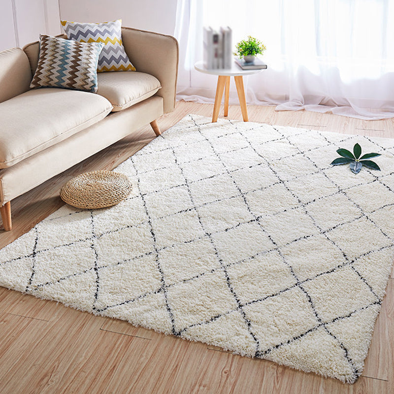 Plaid Living Room Rug Abstract Carpet Polyester Washable Area Rug