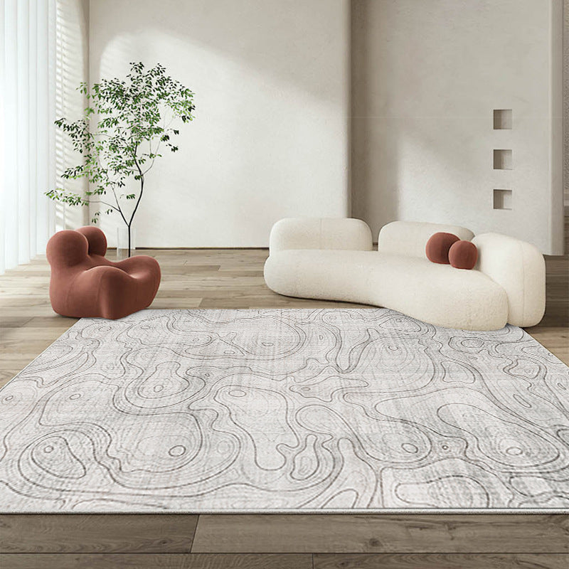 Abstract Style Living Room Rug Abstract Carpet Polyester Washable Area Rug