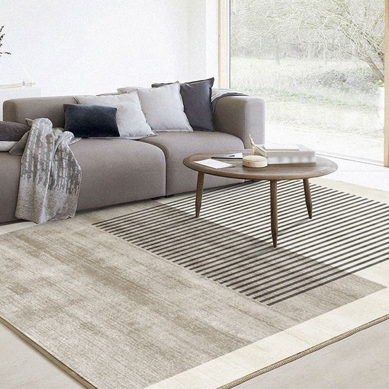 Modern Style Rug Beige Polyester Area Rug Stain Resistant Rug for Home Decor