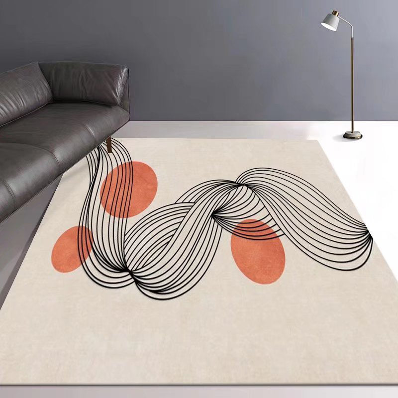 Modern Style Rug Polyester Area Rug Stain Resistant Geometric Rug for Home Decor