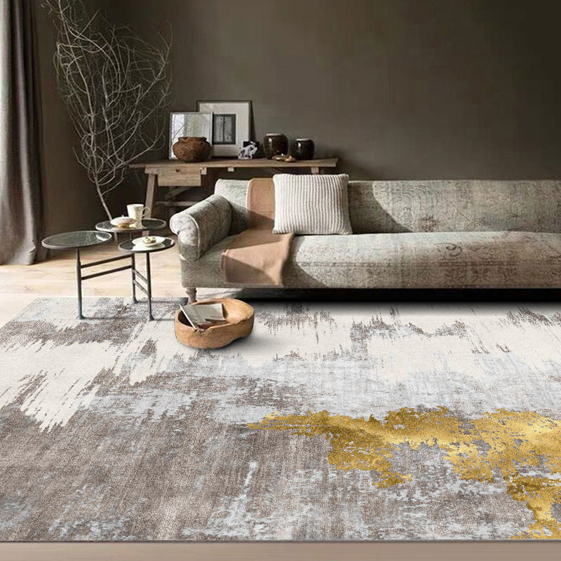 Brown Modern Rug Polyester Graphic Indoor Rug Stain Resistant Rug for Living Room
