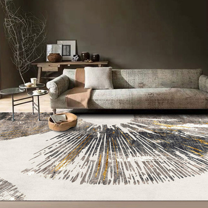 Brown Modern Rug Polyester Graphic Indoor Rug Stain Resistant Rug for Living Room