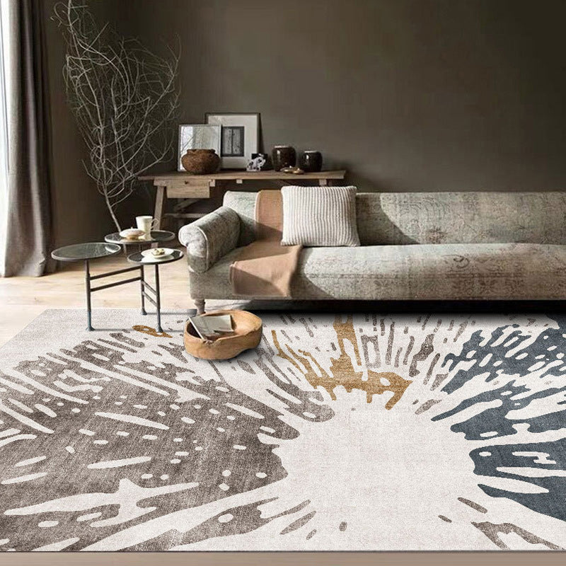 Brown Modern Rug Polyester Graphic Indoor Rug Stain Resistant Rug for Living Room