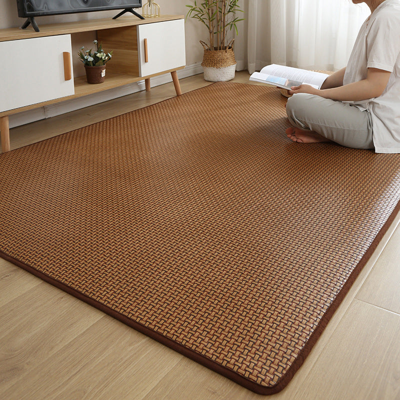 Dark Brown Village Rug Polyester Sisal Rug Non-Slip Backing Rug for Drawing Room