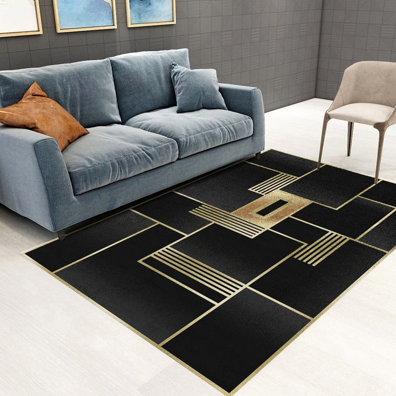 Alfombra geométrica de rojo oscuro alfombra moderna alfombra resistente a manchas para sala de estar
