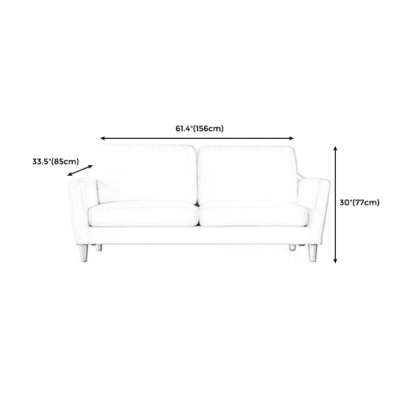 Transitional Flared Arm Faux Leather Sofa with 2 Pillows for Living Room