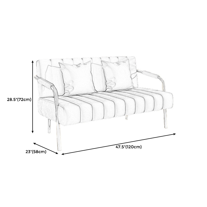 Sewn Pillow Back Velvet Sofa 28.35" High Metal Brass Arm Sofa