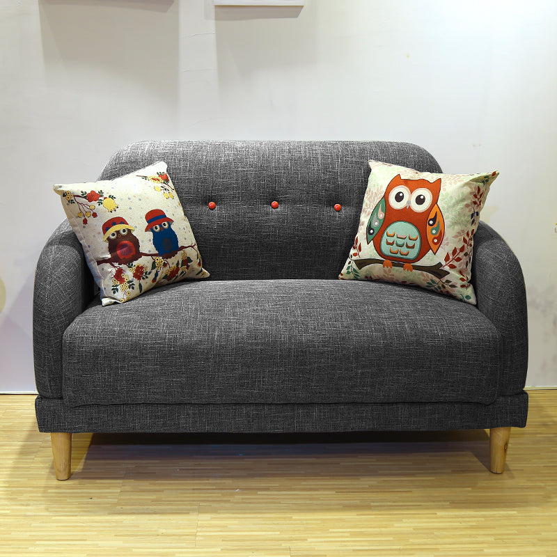 34.25"H Scandinavian Linen Square Arm Solid Color Tufted Loveseat Sofa for Apartment