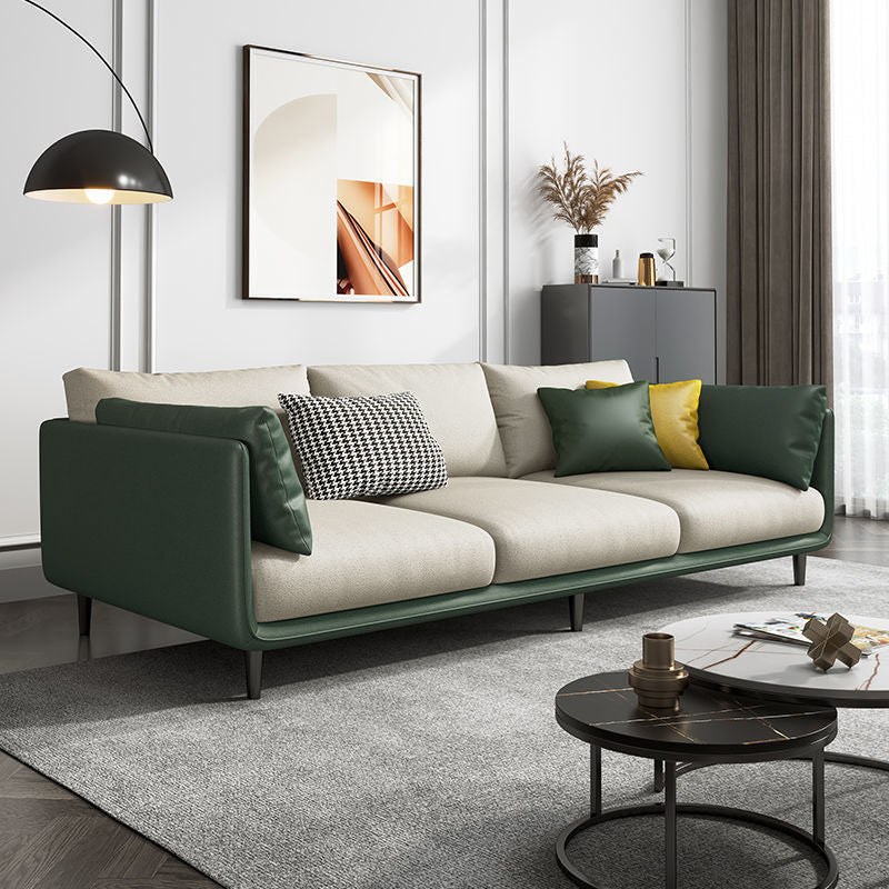 Modern Style Square Armrest Sponge Cushions Fill The Green and White/orange and White Sofa