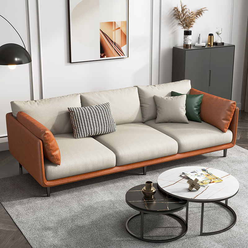 Modern Style Square Armrest Sponge Cushions Fill The Green and White/orange and White Sofa