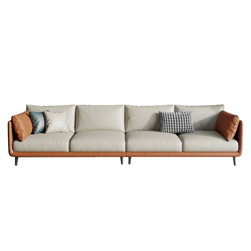 Modern Style Square Armrest Sponge Cushions Fill The Green and White/orange and White Sofa