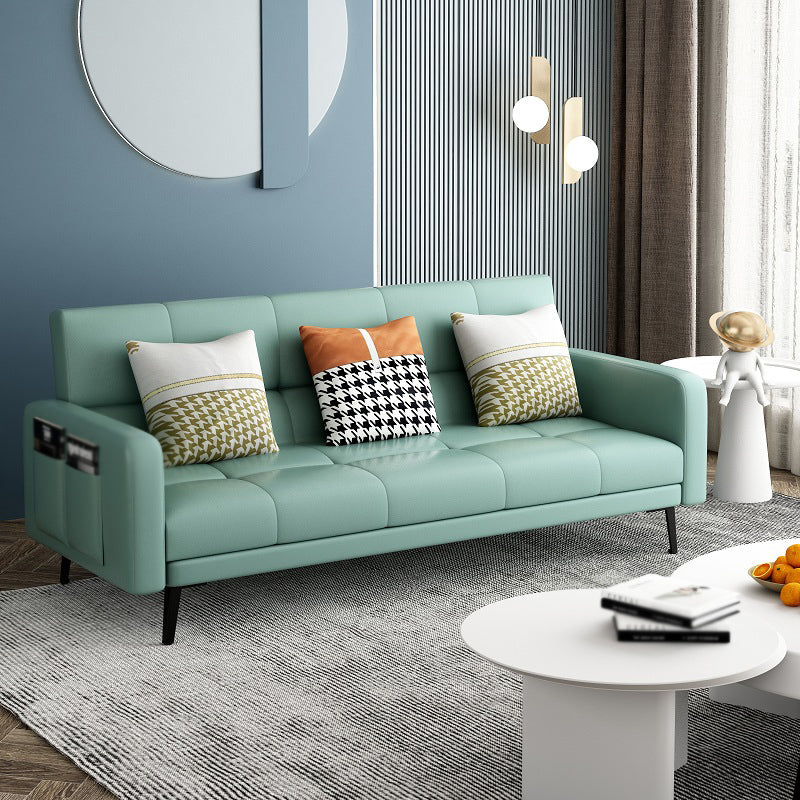 Faux Leather Convertible Sofa Square Arm 39 "W Sofa with Storage