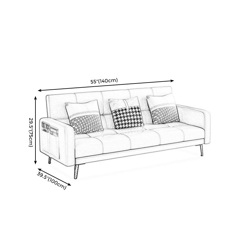 Faux Leather Convertible Sofa Square Arm 39 "W Sofa with Storage