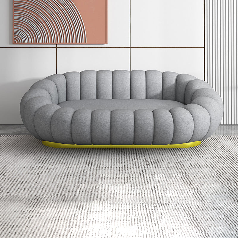 25.59"H Scandinavian Solid Color Fleece/Faux Leather Curved Sofa for Bedroom Apartment