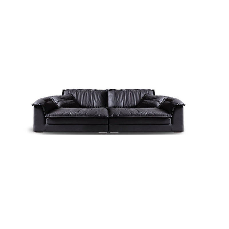 Living Room Contemporary Black Pillows Standard Stationary Sofa Chaise